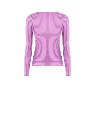 Pull moulant à côtes avec lurex et étiquette logo RR Rinascimento