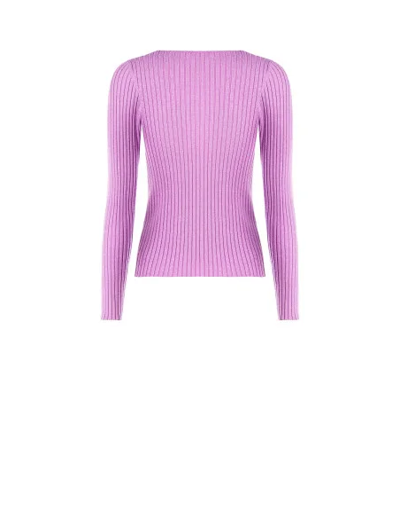 Pull moulant à côtes avec lurex et étiquette logo RR Rinascimento
