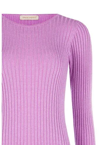 Maglione Aderente A Coste Con Lurex E Targhetta Logo Rr Rinascimento