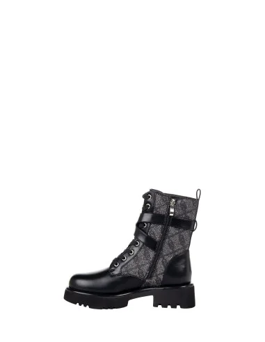 Lace-up ankle boots with glitter detailing and a Rinascimento logo pattern