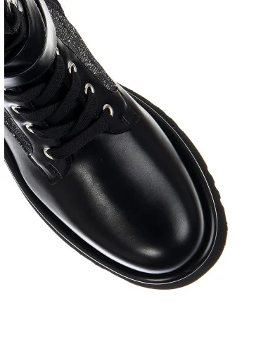 Bottines à lacets avec détail pailleté et motif du logo Rinascimento