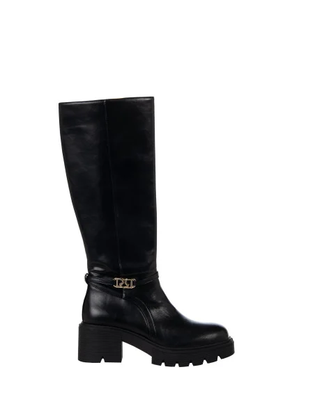 Bottes chunky avec bride croisée et plaque portant le logo RR Rinascimento
