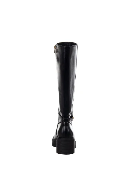 Chunky boots with a criss-cross strap and RR Rinascimento logo plaque