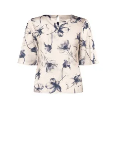 Blusa Curvy In Raso A Grandi Fiori Sfumati Con Maniche Ad Aletta Rinascimento Curvy 2