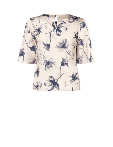 Blouse Curvy en satin à grands motifs floraux dégradés, avec manches chauve-souris – Rinascimento Curvy