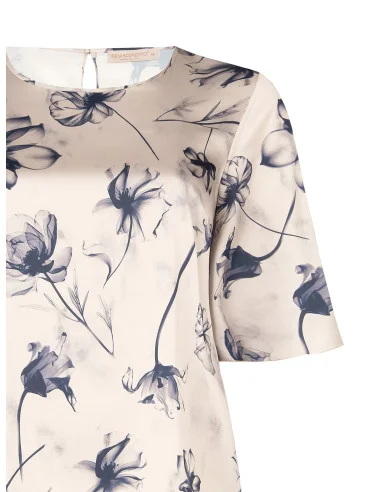 Blusa Curvy In Raso A Grandi Fiori Sfumati Con Maniche Ad Aletta Rinascimento Curvy