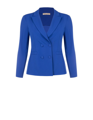 Curvy Fitted Blazer Jacket in Scuba Crepe with Matching Buttons by Rinascimento Curvy