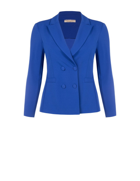 Veste blazer cintrée pour femmes rondes en crêpe scuba avec boutons assortis – Rinascimento Curvy