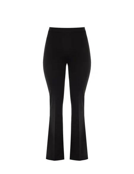 Pantalon évasé Curvy en crêpe scuba, avec élastique à l'arrière et fermeture éclair latérale – Rinascimento Curvy