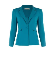 Curvy Fitted Blazer Jacket in Scuba Crepe with Matching Button – Rinascimento Curvy