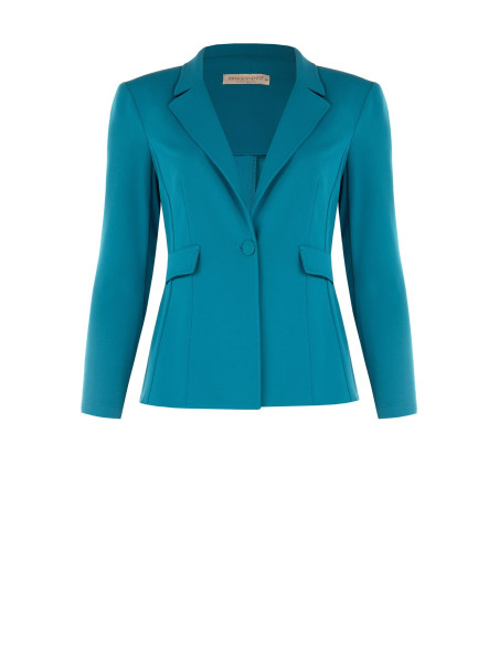 Veste blazer cintrée pour femmes rondes en crêpe scuba avec bouton assorti – Rinascimento Curvy