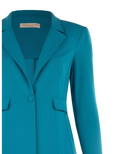 Veste blazer cintrée pour femmes rondes en crêpe scuba avec bouton assorti – Rinascimento Curvy
