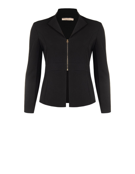 Veste blazer cintrée pour femmes rondes en crêpe scuba avec fermeture éclair et logo RR Rinascimento Curvy