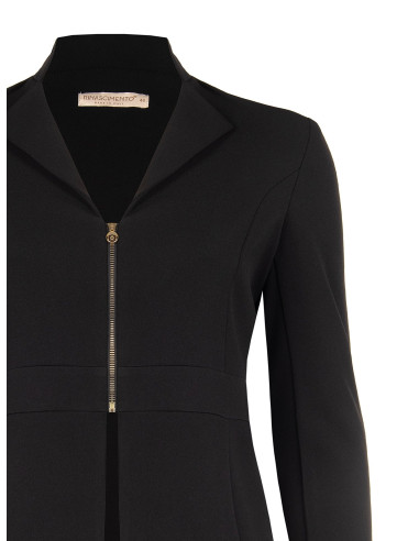 Curvy Fitted Blazer Jacket in Scuba Crepe with RR Rinascimento Curvy Logo Zip