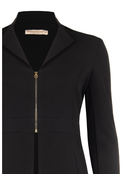 Giacca Blazer Curvy Sfiancata In Scuba Crepe Con Zip Logo Rr Rinascimento Curvy