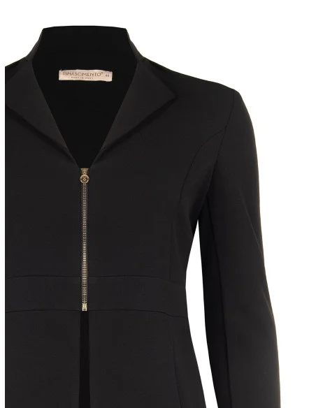 Giacca Blazer Curvy Sfiancata In Scuba Crepe Con Zip Logo Rr Rinascimento Curvy