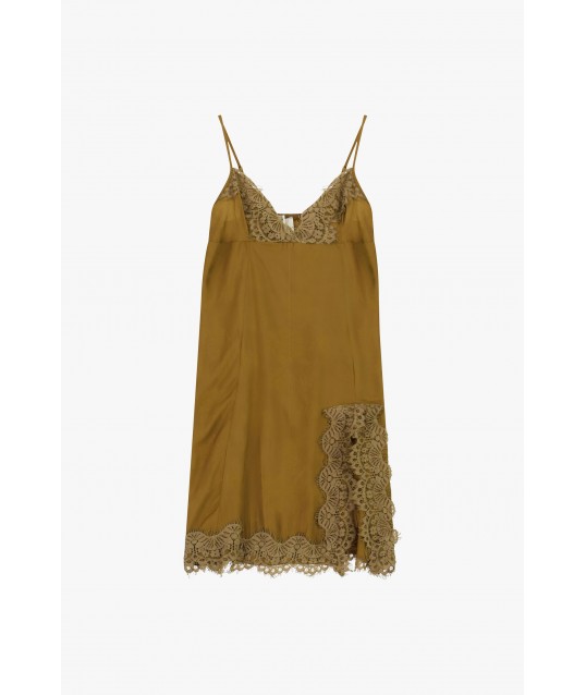 Dixie Short Dress With Lace Inserts And Thin Straps