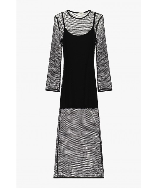 Robe longue en résille à manches longues et jupon Dixie