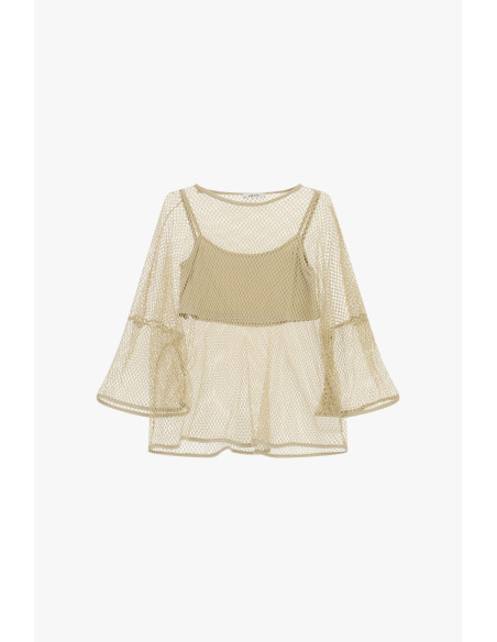 Dixie Mesh Top with Wide Sleeves and Built-in Camisole