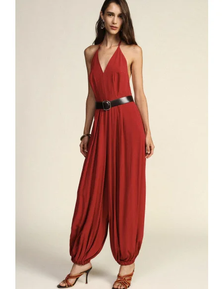 Jumpsuit Ampio Con Scollo Halter E Fondo Arricciato Dixie