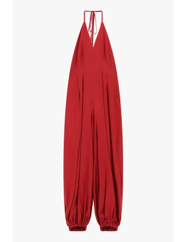 Wide-Leg Jumpsuit with Halter Neckline and Ruching at the Hem Dixie