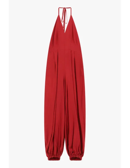 Wide-Leg Jumpsuit with Halter Neckline and Ruching at the Hem Dixie