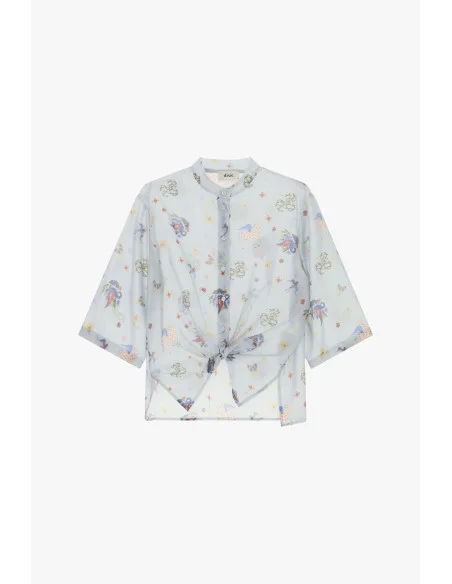 Camicia Fantasia Con Nodo E Maniche Ampie Dixie