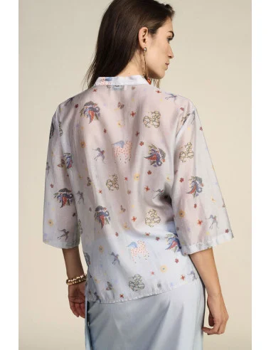 Camicia Fantasia Con Nodo E Maniche Ampie Dixie