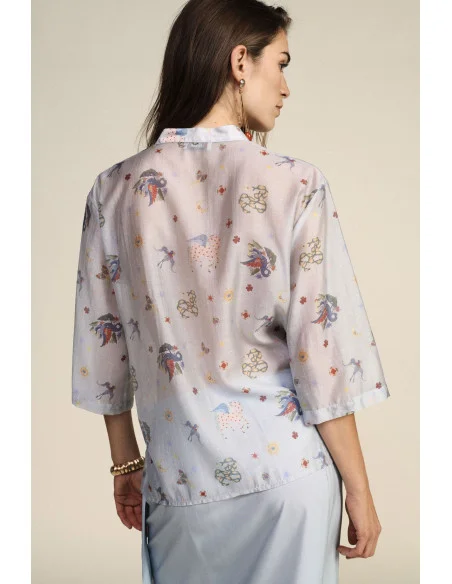 Camicia Fantasia Con Nodo E Maniche Ampie Dixie
