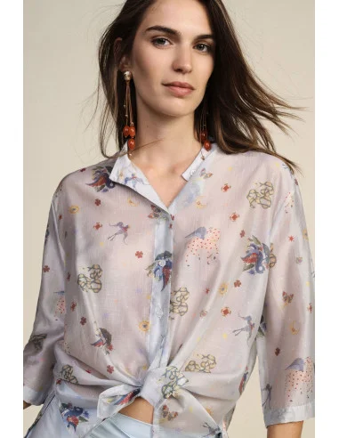 Camicia Fantasia Con Nodo E Maniche Ampie Dixie