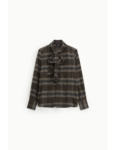 Camicia A Quadri Con Fiocco Collo E Maniche Lunghe Dixie