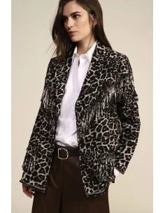 Blazer à motif animalier avec franges décoratives Dixie