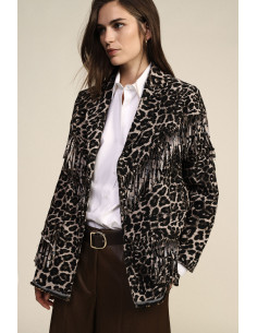Blazer Fantasia Animalier Con Frange Decorative Dixie