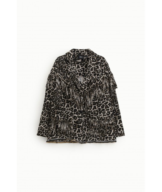 Blazer à motif animalier avec franges décoratives Dixie