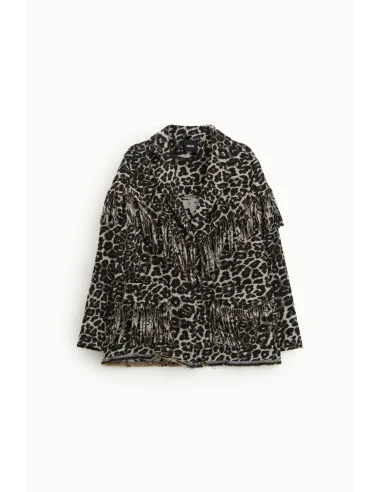 Animal Print Blazer with Decorative Fringes Dixie