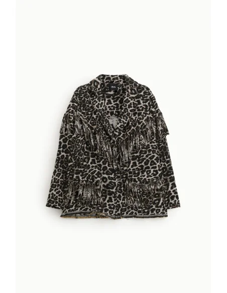 Blazer Fantasia Animalier Con Frange Decorative Dixie