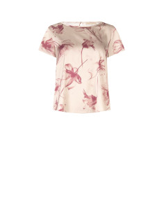 Blouse ample et fluide en satin à grands motifs floraux « Rinascimento »