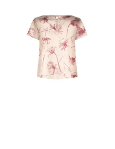 Loose-fitting, flowing satin blouse with large Rinascimento-style floral print 2