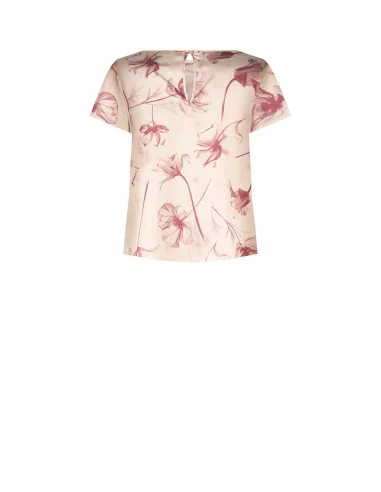 Blusa Ampia E Fluida In Raso A Fiori Grandi Rinascimento