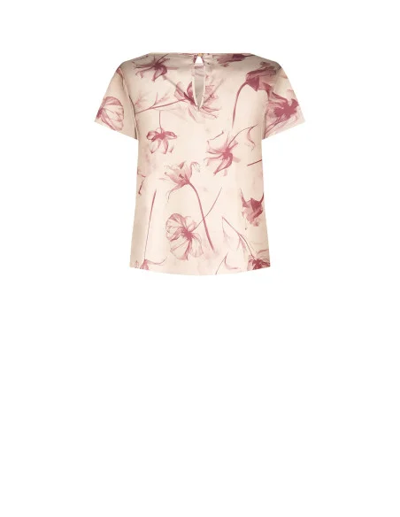 Blouse ample et fluide en satin à grands motifs floraux « Rinascimento »