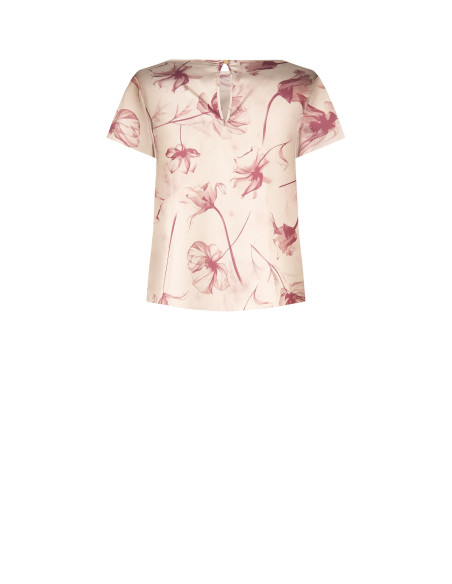 Blusa Ampia E Fluida In Raso A Fiori Grandi Rinascimento