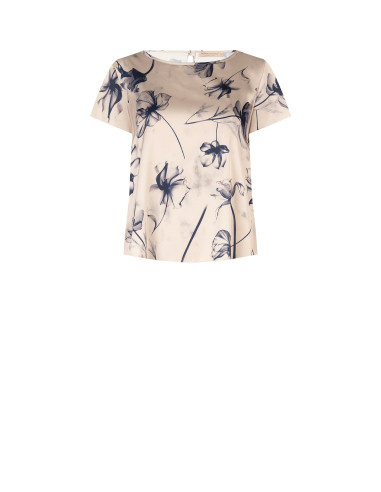 Blusa Ampia E Fluida In Raso A Fiori Grandi Rinascimento