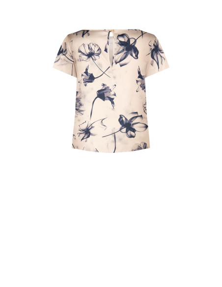 Blusa Ampia E Fluida In Raso A Fiori Grandi Rinascimento