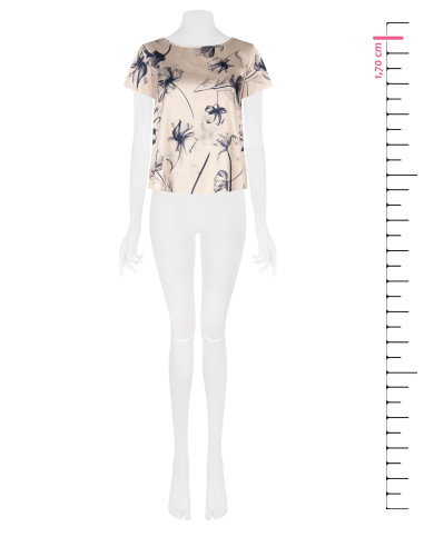 Blouse ample et fluide en satin à grands motifs floraux « Rinascimento »