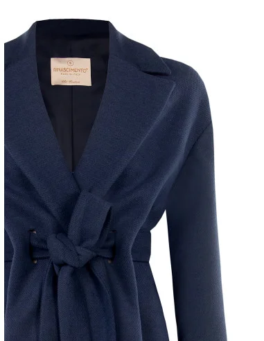 Cappotto Lungo Spolverino In Panno Senza Bottoni Con Cintura Coordinata Rinascimento