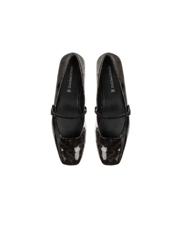 Spotted Glossy Patent Leather Ballet Flats with a Strap – Rinascimento