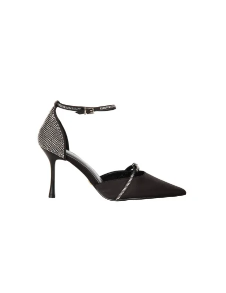 Rinascimento Pointed-Toe Satin Sandals with Rhinestone Details