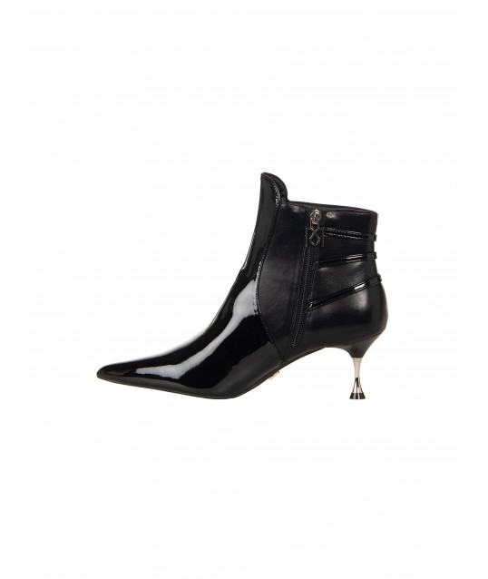 Bottines à bout pointu en vernis brillant avec lanières décoratives « Rinascimento »