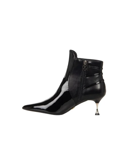 Bottines à bout pointu en vernis brillant avec lanières décoratives « Rinascimento »