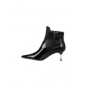 Pointed-toe ankle boots in glossy patent leather with decorative straps – Rinascimento